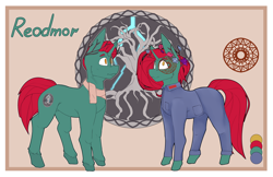 Size: 3700x2400 | Tagged: safe, artist:chapaevv, oc, oc:reodmor, pony, unicorn, commission, duo, female, high res, male, reference sheet