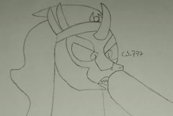 Size: 2506x1673 | Tagged: safe, artist:cardshark777, king sombra, pony, unicorn, the crystal empire 10th anniversary, g4, angry, boop, gritted teeth, male, offscreen character, simple background, stallion, teeth, traditional art