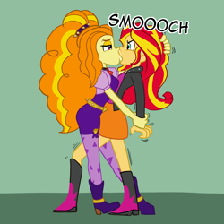 Size: 2000x2000 | Tagged: safe, artist:shippart, adagio dazzle, sunset shimmer, human, equestria girls, eye contact, female, forced kiss, hand on head, kiss on the lips, kissing, lesbian, looking at each other, looking at someone, motion lines, shipping, smooch, struggling, sunsagio