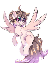 Size: 2150x2717 | Tagged: safe, artist:pozya1007, oc, oc only, original species, pegasus, pony, chest fluff, cute, female, flying, glasses, high res, simple background, smiling, solo, white background