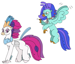 Size: 2880x2448 | Tagged: safe, artist:supahdonarudo, queen novo, oc, oc:sea lilly, classical hippogriff, hippogriff, series:novoember, g4, my little pony: the movie, camera, flying, high res, jewelry, necklace, raised eyebrow, redraw, simple background, transparent background, walking, waving