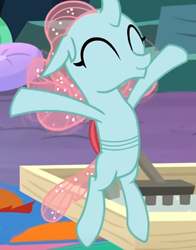 Size: 365x466 | Tagged: safe, screencap, ocellus, g4, uprooted, cute, diaocelles, eyes closed, flying, happy, smiling, solo, zen garden