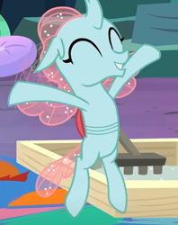 Size: 388x491 | Tagged: safe, screencap, ocellus, g4, uprooted, belly, cropped, cute, diaocelles, eyes closed, flying, smiling, solo, zen garden