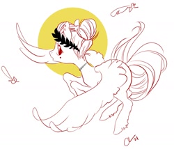 Size: 1988x1704 | Tagged: safe, artist:opalacorn, oc, oc only, oc:void, pegasus, pony, feather, female, flying, mare, mole, monochrome, simple background, solo, spread wings, white background, wings