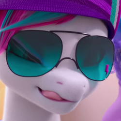 Size: 580x580 | Tagged: safe, screencap, zipp storm, pegasus, pony, g5, my little pony: make your mark, my little pony: make your mark chapter 3, winter wishday, spoiler:g5, spoiler:winter wishday, cropped, female, mare, solo, sunglasses, tongue out