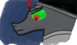 Size: 2800x1662 | Tagged: safe, artist:allko, king sombra, pony, unicorn, the crystal empire 10th anniversary, g4, 1000 hours in ms paint, armor, digital art, green eyes, horn
