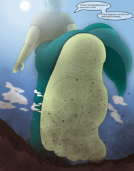 Size: 2222x2815 | Tagged: safe, artist:az12lol, sandbar, earth pony, anthro, plantigrade anthro, g4, barefoot, barefooting, big feet, crush fetish, crushing, dirt, dirty, dirty feet, feet, fetish, foot fetish, foot focus, footprint, high res, low angle, macro, male, male feet, mega giant, soles, solo, stomp, stomping, toes