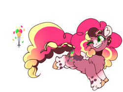 Size: 1024x768 | Tagged: safe, artist:paintedsnek, pinkie pie, earth pony, pony, g4, alternate design, braid, braided tail, chest fluff, coat markings, colored ears, colored hooves, cutie mark, ear fluff, female, mare, one eye closed, redesign, simple background, solo, tail, unshorn fetlocks, white background, wink