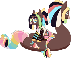 Size: 1806x1465 | Tagged: safe, artist:mourningfog, oc, oc only, earth pony, pony, inflatable toy, pool toy, simple background, solo, starry eyes, transparent background, wingding eyes