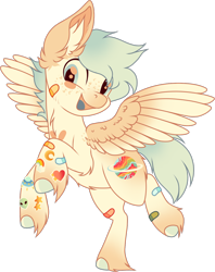 Size: 1080x1366 | Tagged: safe, artist:mourningfog, oc, oc only, oc:berry crunch, pegasus, pony, bandaid, chest fluff, ear fluff, simple background, solo, transparent background
