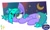 Size: 2048x1219 | Tagged: safe, artist:silvaqular, oc, oc only, oc:cyanette, earth pony, pony, cute, eye clipping through hair, female, lying down, mare, moon, night, night sky, purple, sky, solo, sun, unhappy