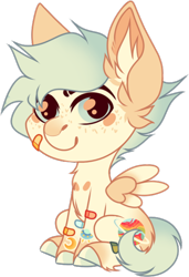 Size: 444x648 | Tagged: safe, artist:mourningfog, oc, oc only, oc:berry crunch, pegasus, pony, bandaid, chest fluff, ear fluff, simple background, solo, transparent background