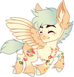 Size: 831x868 | Tagged: safe, artist:mourningfog, oc, oc only, oc:berry crunch, pegasus, pony, bandaid, chest fluff, ear fluff, simple background, solo, transparent background