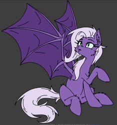 Size: 856x910 | Tagged: safe, artist:ravvij, oc, oc:bug bite, bat pony, pony, bat wings, confused, cute, female, gray background, looking at something, mare, simple background, wings