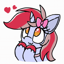 Size: 560x560 | Tagged: safe, artist:silvaqular, oc, oc only, oc:cinnamon lightning, pony, unicorn, animated, cute, eyelashes, female, frame by frame, gif, heart, looking up, mare, simple background, solo, squigglevision, white background
