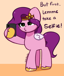 Size: 2960x3518 | Tagged: safe, artist:kittyrosie, pipp petals, pegasus, pony, g5, adorapipp, blushing, cute, duckface, female, high res, jewelry, mare, phone, selfie, solo, that pony sure does love phones, the chainsmokers, tiara