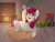 Size: 2232x1680 | Tagged: safe, artist:lissa, roseluck, earth pony, pony, g4, behaving like a cat, christmas, christmas gift, christmas tree, collar, commission, commissioner:doom9454, cute, fire, fireplace, holiday, pet tag, pillow, pony pet, rosepet, solo, tree