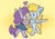 Size: 640x451 | Tagged: safe, artist:raystarkitty, derpy hooves, maud pie, earth pony, pegasus, semi-anthro, bandaid, cute, derpabetes, derpmaud, duo, female, heart, lesbian, maudabetes, shipping, smiling, vylet pony, when she smiles