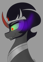 Size: 4700x6860 | Tagged: safe, artist:mix333, derpibooru exclusive, king sombra, pony, unicorn, the crystal empire 10th anniversary, g4, fangs, glowing, glowing eyes, male, simple background