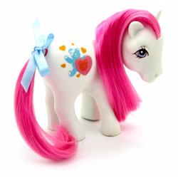 Size: 1600x1600 | Tagged: safe, nurse sweetheart (g1), g1, blue eyes, bow, irl, photo, pink mane, pink tail, simple background, solo, tail, tail bow, toy, white background, white coat