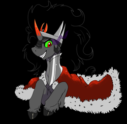 Size: 1738x1698 | Tagged: safe, artist:paskanaakka, derpibooru exclusive, king sombra, the crystal empire 10th anniversary, g4, black background, grin, male, simple background, smiling, solo, unshorn fetlocks