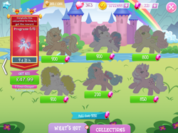 Size: 2048x1536 | Tagged: safe, gameloft, idw, applejack (g1), firefly, glory, posey, sparkler (g1), surprise, twilight, earth pony, pegasus, pony, unicorn, g1, g4, my little pony: magic princess, bow, coin, collection, costs real money, english, female, gem, group, horn, idw showified, mare, numbers, river, spread wings, stream, tail, tail bow, text, timer, water, wings