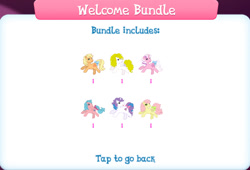 Size: 1257x857 | Tagged: safe, gameloft, idw, applejack (g1), firefly, glory, posey, surprise, twilight, earth pony, pegasus, pony, unicorn, g1, g4, my little pony: magic princess, bow, bundle, collection, english, female, group, horn, idw showified, mare, numbers, spread wings, tail, tail bow, text, wings