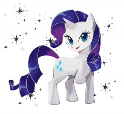 Size: 1296x1186 | Tagged: safe, artist:plusplus_pony, rarity, pony, unicorn, g4, raised hoof, simple background, solo, sparkles, white background