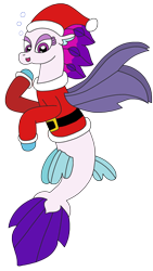 Size: 1749x3109 | Tagged: safe, artist:supahdonarudo, queen novo, seapony (g4), series:novoember, g4, my little pony: the movie, christmas, clothes, costume, cute, hat, holiday, novobetes, santa costume, santa hat, simple background, transparent background