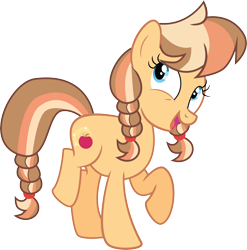 Size: 8055x8154 | Tagged: safe, artist:estories, artist:shootingstarsentry, oc, oc only, oc:southern belle, earth pony, pony, g4, absurd resolution, base used, earth pony oc, female, mare, next generation, offspring, open mouth, parent:applejack, parent:caramel, parents:carajack, raised hoof, simple background, solo, transparent background
