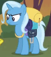 Size: 177x197 | Tagged: safe, screencap, trixie, pony, unicorn, g4, to where and back again, angry, bags, cropped, female, mare, solo, trixie is not amused, unamused