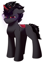 Size: 1448x2048 | Tagged: safe, artist:luther, king sombra, pony, unicorn, the crystal empire 10th anniversary, g4, glowing, glowing eyes, male, simple background, solo, standing, transparent background