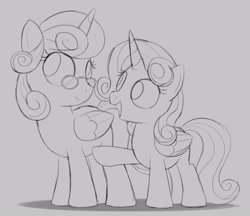 Size: 2284x1970 | Tagged: safe, artist:dtcx97, alicorn, pony, duo, monochrome