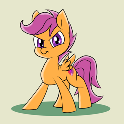 Size: 800x800 | Tagged: safe, artist:fakkajohan, scootaloo, pegasus, pony, female, filly, foal, lidded eyes, simple background, solo, spread wings, the cmc's cutie marks, wings