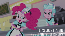 Size: 1920x1080 | Tagged: safe, edit, edited screencap, editor:quoterific, screencap, pinkie pie, human, equestria girls, g4, my little pony equestria girls: better together, pinkie pie: snack psychic