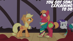 Size: 1920x1080 | Tagged: safe, edit, edited screencap, editor:quoterific, screencap, applejack, big macintosh, rarity, earth pony, pony, filli vanilli, g4, my little pony: friendship is magic, female, male, mare, stallion