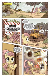 Size: 491x758 | Tagged: safe, idw, official comic, discord, fluttershy, draconequus, pegasus, pony, g5, spoiler:comic, spoiler:g5comic, spoiler:g5comic06, bulldozer, comic, female, male, mare