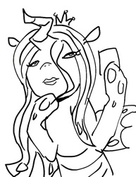 Size: 643x834 | Tagged: safe, artist:maren, queen chrysalis, changeling, changeling queen, g4, 2012, bust, doodle, female, hoof hold, lipstick, old art, phone, selfie, solo