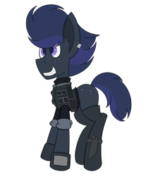 Size: 2600x3000 | Tagged: safe, artist:derpy_the_duck, oc, oc only, oc:the assassin, earth pony, pony, butt freckles, clothes, ear tag, freckles, high res, simple background, solo, transparent background