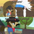 Size: 1920x1920 | Tagged: safe, edit, edited screencap, editor:itsmgh1203, screencap, chief thunderhooves, sheriff silverstar, bison, buffalo, earth pony, pony, appleoosa's most wanted, g4, over a barrel, season 1, season 5, cowboy hat, hat, male, open mouth, stallion, text, unnamed buffalo, unnamed character