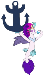 Size: 1885x3192 | Tagged: safe, artist:supahdonarudo, queen novo, seapony (g4), series:novoember, g4, my little pony: the movie, anchor, eyes closed, flexing, holding, lifting, simple background, transparent background