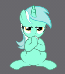 Size: 868x1000 | Tagged: safe, derpibooru exclusive, lyra heartstrings, pony, unicorn, g4, animated, cigarette, gif, gray background, looking at you, raised hoof, show accurate, simple background, sitting, smoking, tail