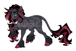 Size: 3086x2083 | Tagged: safe, artist:gigason, oc, oc:black baccara, pony, unicorn, cloven hooves, high res, male, obtrusive watermark, offspring, parent:king sombra, parent:sunset shimmer, simple background, solo, stallion, transparent background, watermark