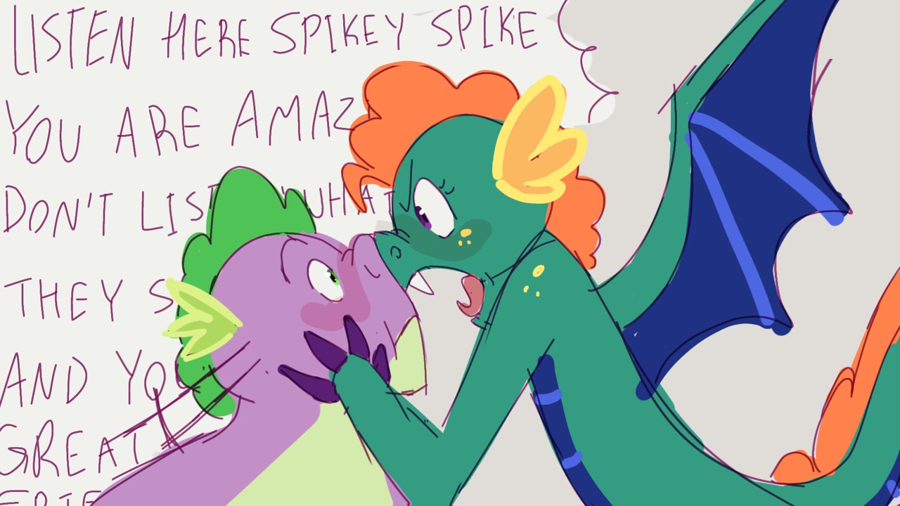 2997698 - safe, artist:mythicalartist_, spike, oc, oc:emziko, dragon, the  last problem, boop, canon x oc, chad spike, dragon oc, dragoness, duo, duo  male and female, eyes open, fangs, female, female oc, gray