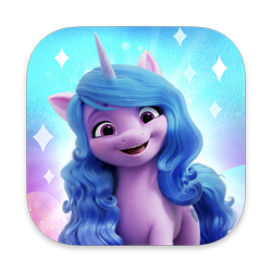 Size: 1024x1024 | Tagged: safe, izzy moonbow, pony, unicorn, g5, official, abstract background, app icon, female, mare, my little pony: mane merge, simple background, solo, transparent background