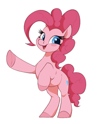 Size: 2350x2890 | Tagged: safe, artist:aquaticvibes, pinkie pie, earth pony, pony, g4, female, high res, looking at you, mare, open mouth, raised hoof, simple background, smiling, solo, white background