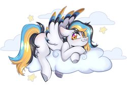 Size: 2832x1976 | Tagged: safe, artist:pozya1007, oc, oc only, pegasus, pony, blushing, cloud, cute, looking at you, simple background, solo, white background, wings