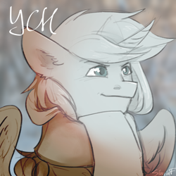 Size: 2480x2480 | Tagged: safe, artist:sinrinf, oc, pony, clothes, commission, high res, scarf, sketch, solo, wings, winter, your character here