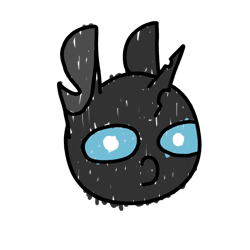 Size: 1000x1000 | Tagged: safe, artist:theunidentifiedchangeling, oc, oc:[unidentified], changeling, blue eyes, bust, changeling oc, digital art, head only, horn, open mouth, portrait, simple background, solo, transparent background, woonoggles