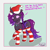 Size: 2500x2500 | Tagged: safe, artist:solos, oc, oc only, oc:coco (changeling), changeling, changeling queen, blushing, changeling oc, christmas, christmas changeling, clothes, female, hat, high res, holiday, purple changeling, santa hat, shy, socks, striped socks, text